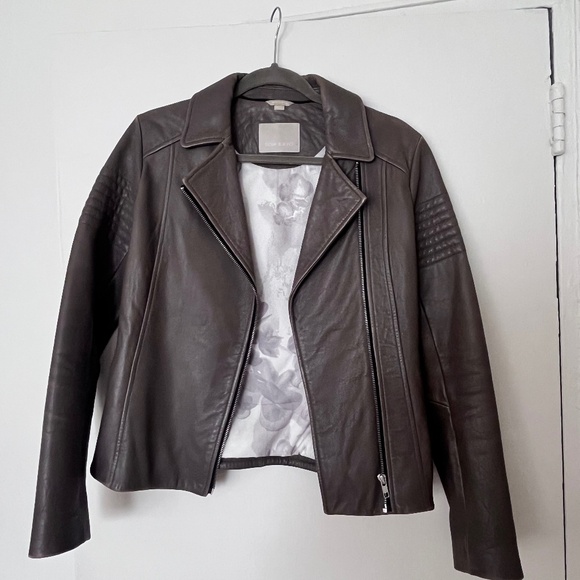 Soia and Kayo Gray Leather Jacket - Picture 1 of 5